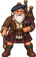 Old Piper carrying bagpipes